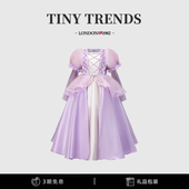 女童连衣裙秋冬新款 重工小女孩长发乐佩公主裙儿童生日礼服表演裙