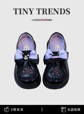 女童皮鞋小女孩公主鞋单鞋春夏黑色真皮软底百搭儿童库洛米小皮鞋