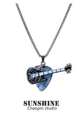 吉他拨片项链摇滚音乐嘻哈男潮