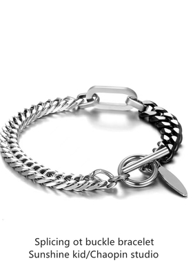 欧美男士钛钢古巴链OT手链