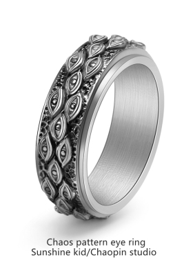 上帝之眼可旋转戒指钛钢