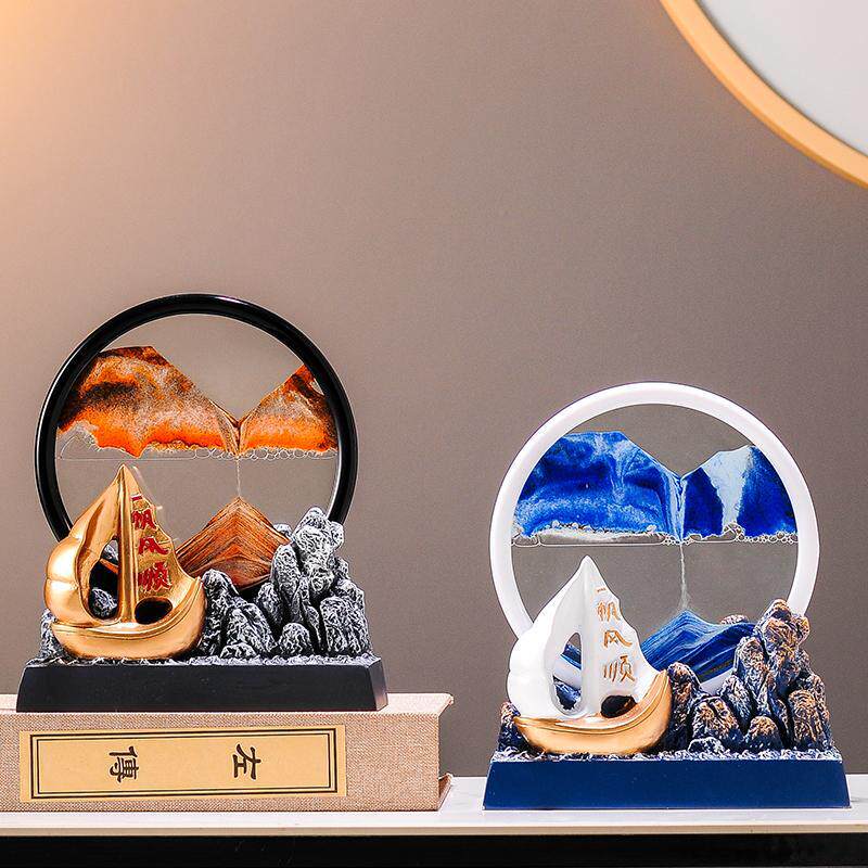 创意流沙画摆件一帆风顺高档客厅电视柜酒柜办公室桌面轻奢摆件