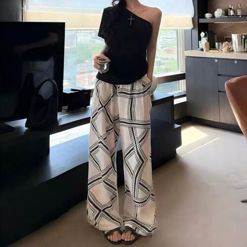 大码女装新款夏季薄款休闲阔腿裤