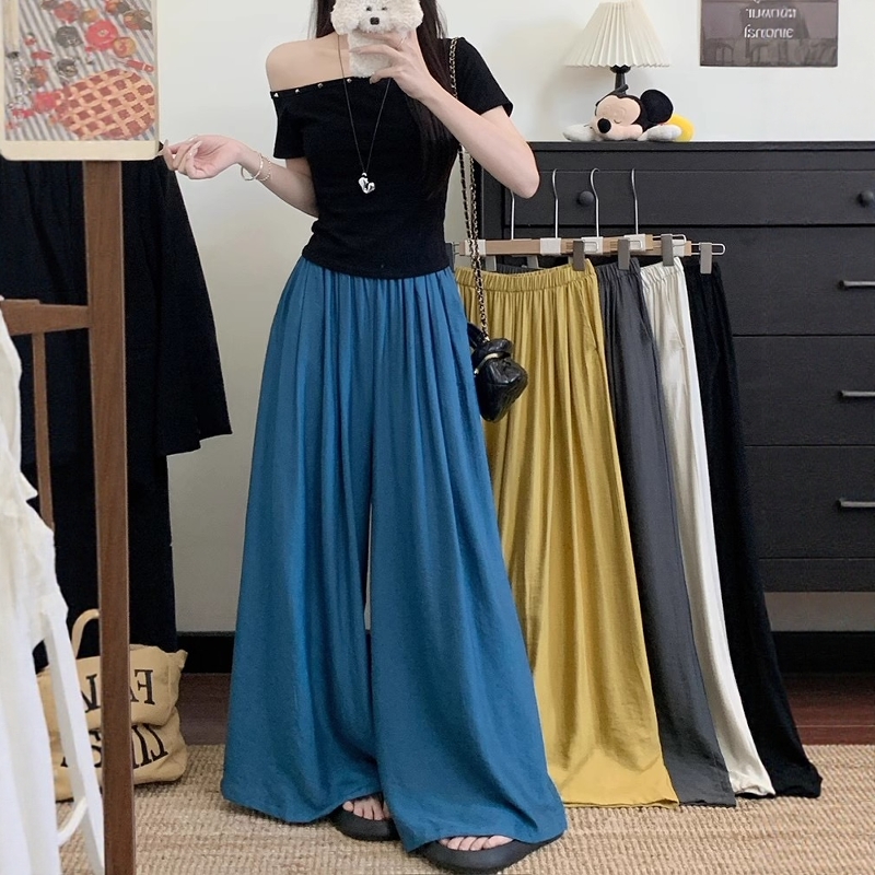 韩系透气慵懒风宽松大裤腿休闲裤