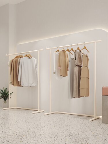 服装不锈钢奶白色展示架挂衣架