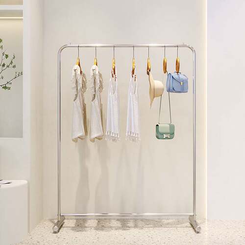 挂衣架展示架不锈钢拉丝银服装