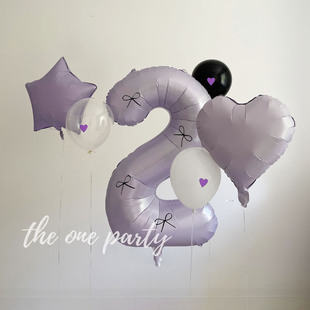 ins韩版 40寸外贸奶油浅紫色数字打氦气可以飘空气球生日拍照道具