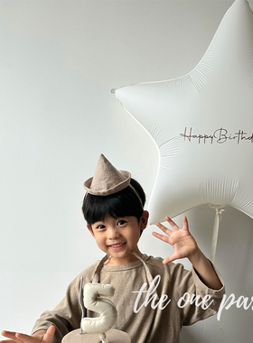 外贸ins风磨砂铝膜白色大号星星气球可定制名字生日背景活动装饰