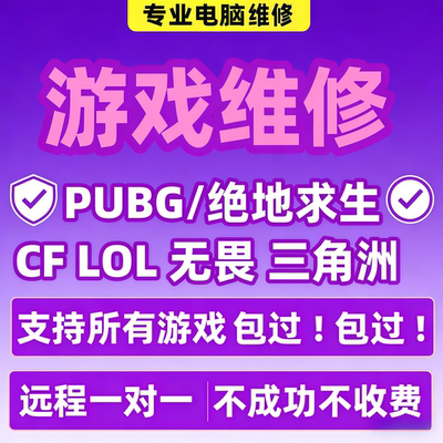 电脑游戏维修三角洲机器无畏契约码LOL吃鸡远程一对一