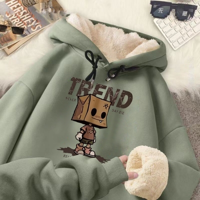 大码重磅硬挺连帽卫衣男款秋冬加绒美式潮牌痞帅帽衫宽松上衣外套