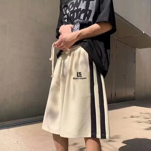 短裤 华夫格条纹宽松胖子大裤 男款 五分裤 衩 加肥加大夏季 300斤大码