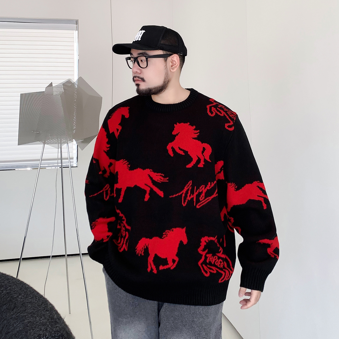 红色毛衣男本命年冬季2026马年上衣服喜庆过年线衣内搭打底针织衫