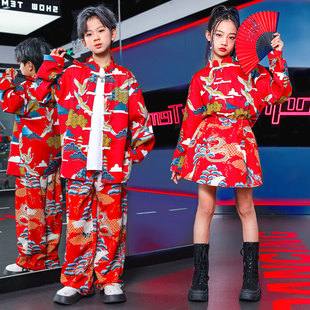 元 新年红中国风汉服 旦儿童喜庆合唱演出服定 制小学生运动会服装
