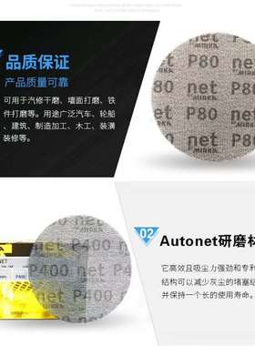 芬兰磨卡AUTONET网砂5寸6寸干磨砂纸无尘 网格砂125MM150mmn