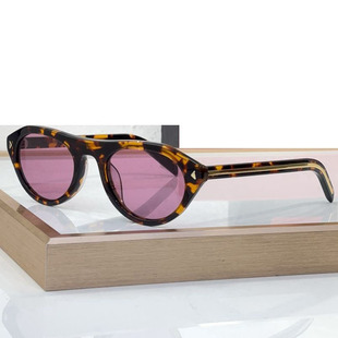 高质量椭圆小框太阳眼镜B15男女通用遮阳墨镜户外防紫外线玳瑁紫