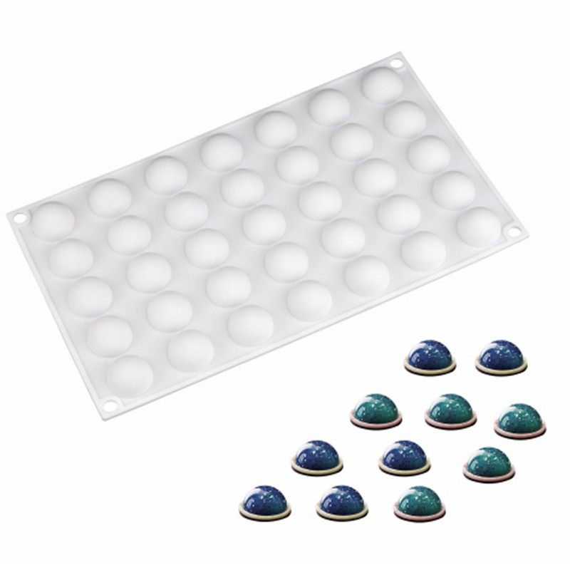 35连孔半圆形巧克力月饼夹心流心馅料食品级硅胶饼干DIY烘培模具