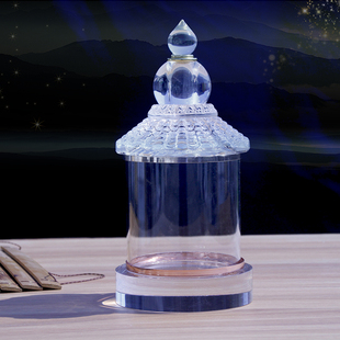 家居饰品水晶工艺品装藏器皿舍利塔大号双区透明建筑模型桌面摆件