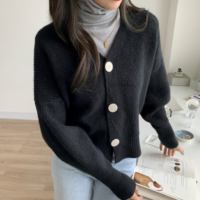 Shooting real price control 3 autumn winter new solid color sweater female student Korean cardigan long sleeve knitted jacket top