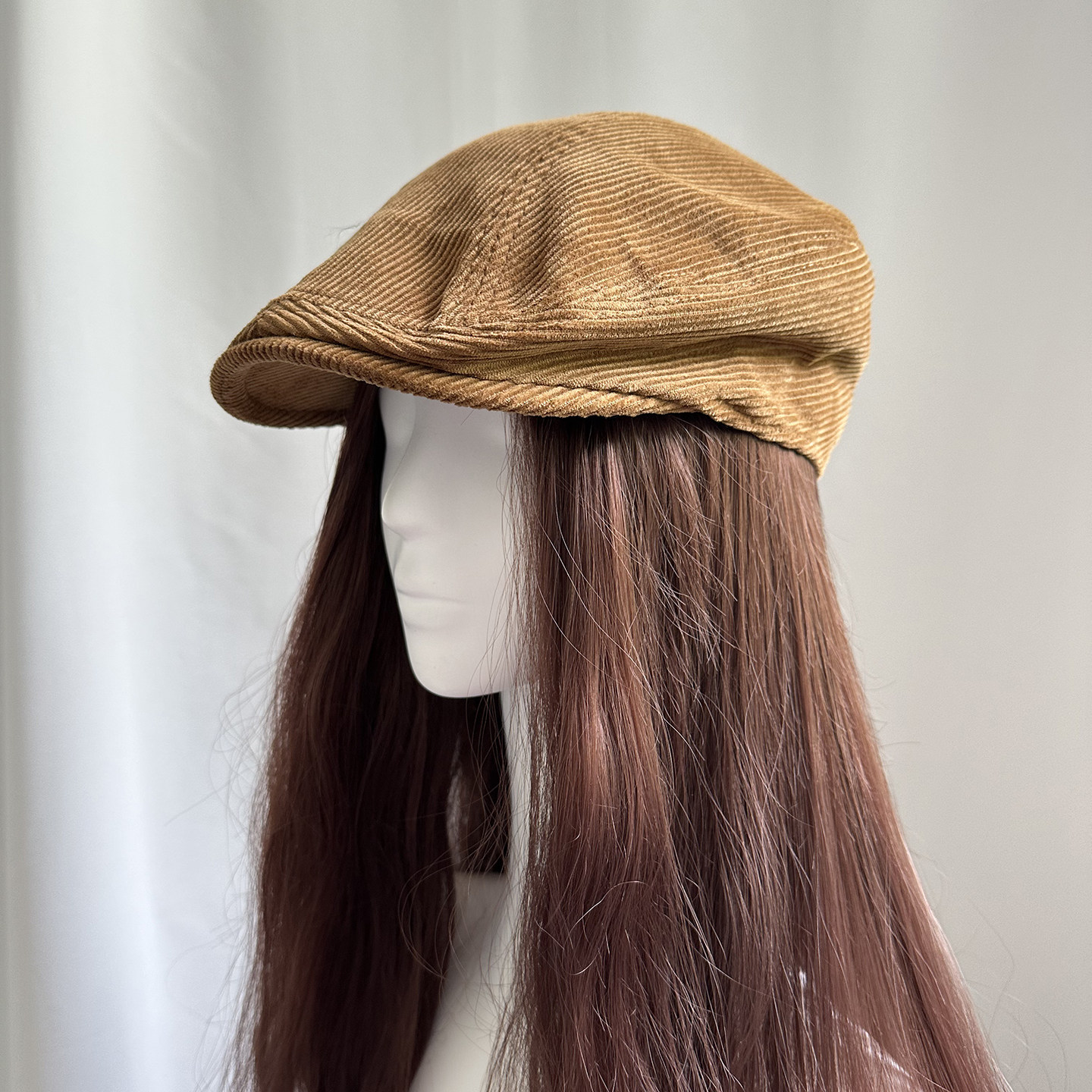 早秋高品质灯芯绒复古休闲前进帽女小头围宽檐显脸小男英伦风潮