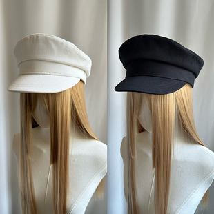 男士春夏简约日系百搭女鸭舌帽工装纯棉透气平顶帽报童帽显脸小