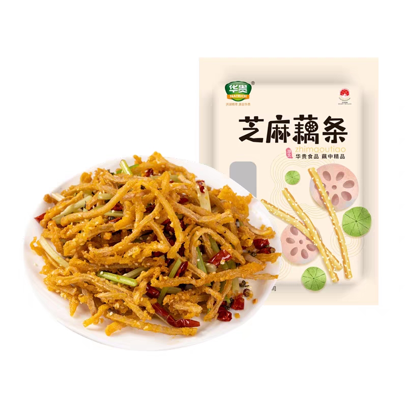 华贵洪湖芝麻藕条300g*2袋冷冻半成品预制菜油炸干煸藕丝商用食材 水产肉类/新鲜蔬果/熟食 包装速食菜/预制菜 原图主图