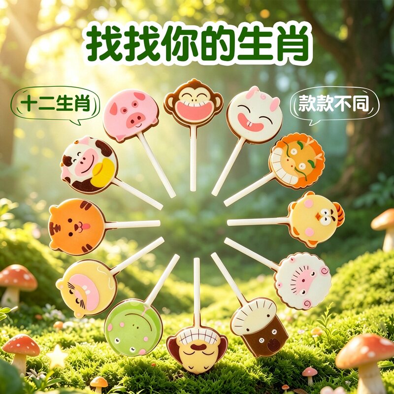 小休一下儿童巧克力棒棒糖12生肖脆（代可可脂）