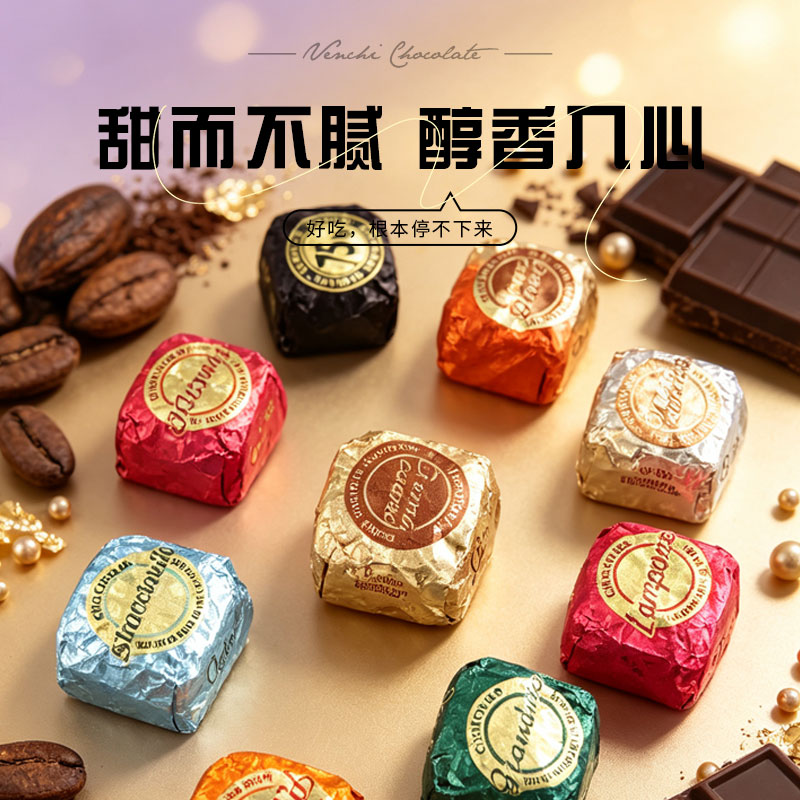意大利Venchi闻绮巧克力75%黑巧单粒鱼子酱喜糖进口散装零食喜糖图片