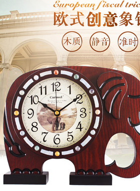 中式客厅座钟木质静音卧室台钟台式装饰石英钟表实木中国风摆件