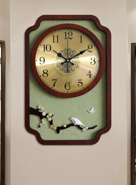 新中式挂钟客厅大气中国风时钟创意家用时尚挂墙复古石英钟表