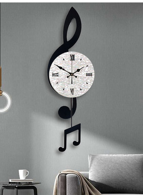 音符挂钟客厅现代简约石英钟表时尚潮流创意轻奢家用2021网红时钟