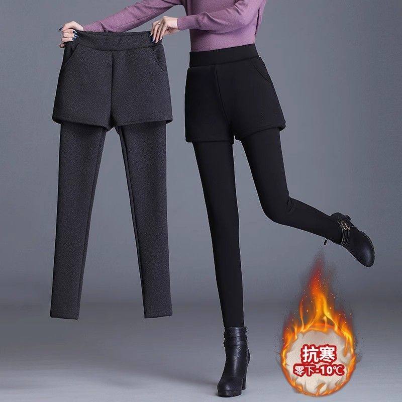 新款时尚高腰打底裤子女秋冬季爆款外穿弹力休闲长裤德绒保暖短裤