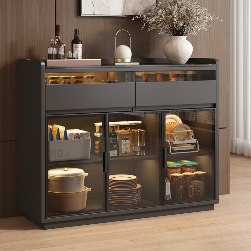 岩板餐边柜靠墙一体实木储物柜客厅家用玻璃门边柜轻奢厨房置物柜,住宅家具,餐边柜,淘宝优惠券,粉丝福利购,淘宝优惠卷