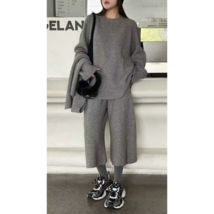 三件套装 诗歌兰女装 七分针织裤 771慵懒温柔围巾毛衣 女 2025冬款