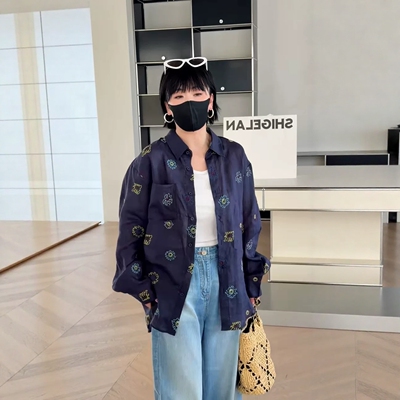 现 诗歌兰欧韩女装2026春季新款80820刺绣薄款衬衫防晒透气舒适