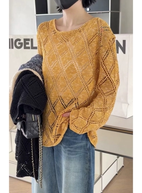 诗歌兰女装2026春款 T35157慵懒温柔知性风镂空上衣网状针织衫女