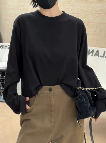 诗歌兰女装26秋款 58710时髦休闲个性风长袖圆领卷边卫衣T恤女