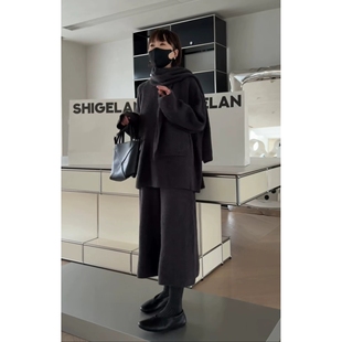 女 771慵懒风温柔知性搭配围巾三件套针织套装 诗歌兰女装 2025冬款