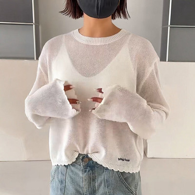 诗歌兰女装80124春季26新花边针织衫短款薄透防晒欧货B27