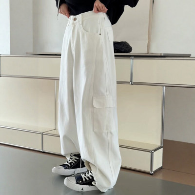 诗歌兰女装75011春季26年新白色牛仔裤工装风休闲欧货B27