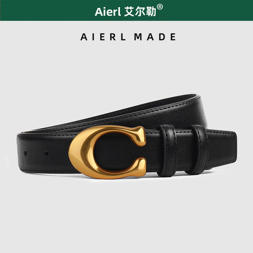 皮带C字母女款轻奢牛皮百搭腰带