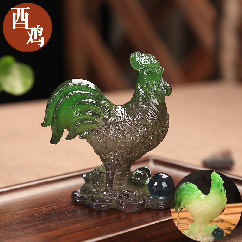 变色茶宠摆件小公鸡十二生肖茶盘图片