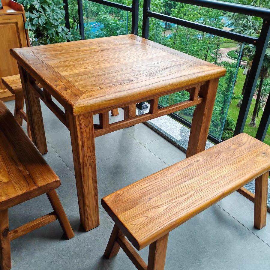 老榆木八仙桌实木餐桌方桌复古茶桌明清仿古书桌家用禅意原木桌椅,商业/办公家具,茶台/茶桌,淘宝优惠券,粉丝福利购,淘宝优惠卷