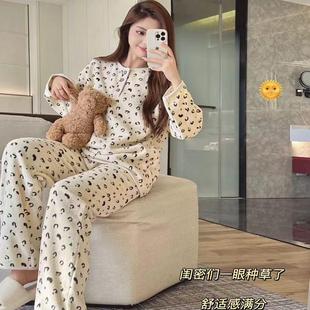 班妮诗秋冬2024新款 云朵绒暖棉棉韩系2502卡通睡衣 女士家居服套装