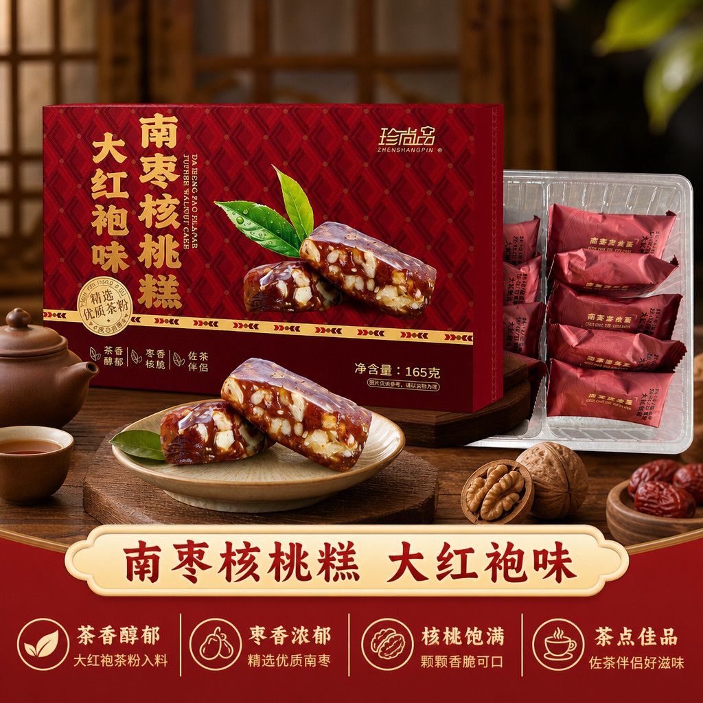 华祥苑大红袍味南枣核桃糕中式糕独立小包装休闲茶点零食追剧解馋