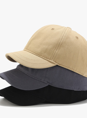 短帽檐棒球帽子男女遮阳帽情侣软顶帽小沿棒球帽马术帽鸭舌帽韩版