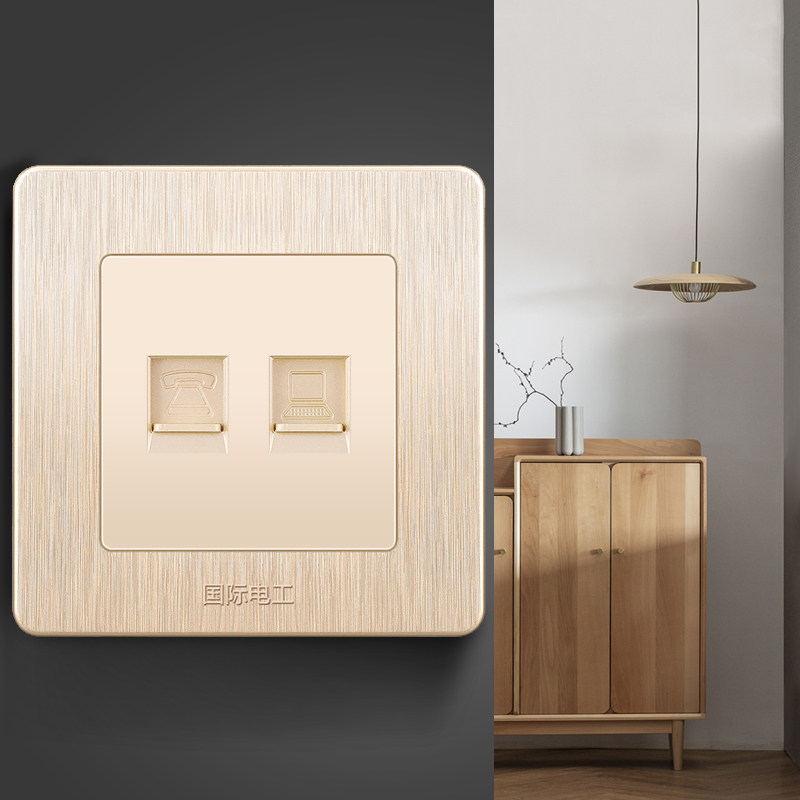 家用插座面板86型网线电话线面板插座网络接线盒接口电话电脑插座