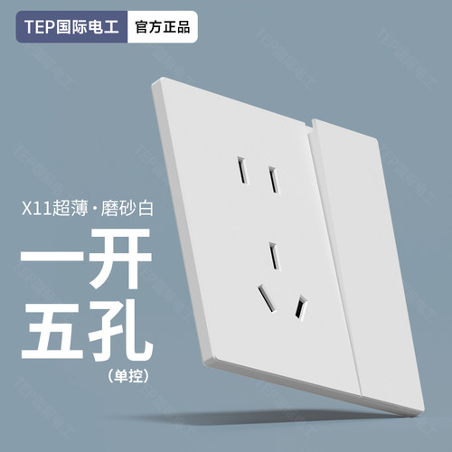 TEP国际电工奶油风5孔单控插座
