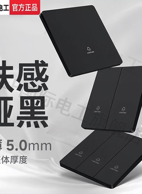 TEP国际电工G17超薄哑光黑色86型暗装一开五孔开关插座面板家用