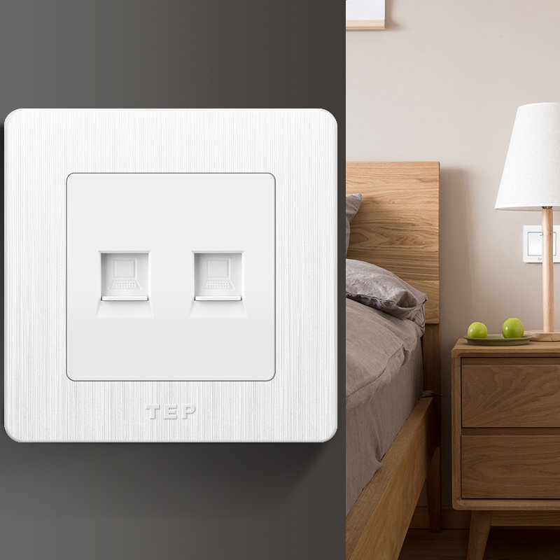 86型家用网络h插座面板网口光纤网线盒暗网双口信息面板双电脑插