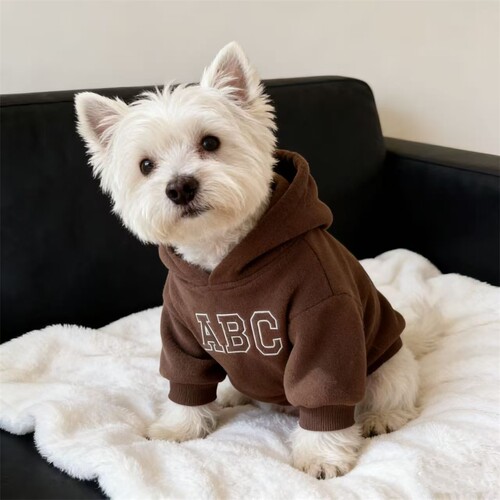 雪纳瑞西高地中小型犬新款摇粒绒连帽加绒卫衣比熊泰迪小狗冬衣服